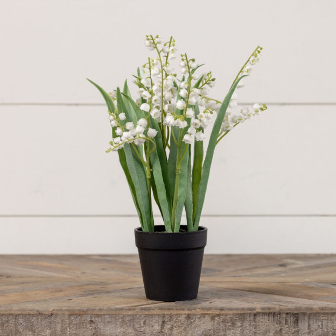 14" Potted White Bellflower Decor