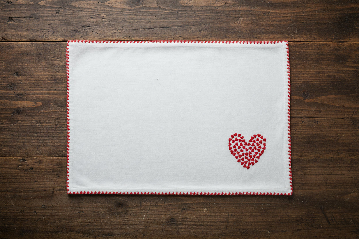 Embroidered Hearts Placemat