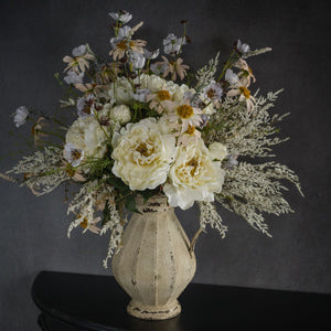 15" Cream Peony Bloom Spray Decor