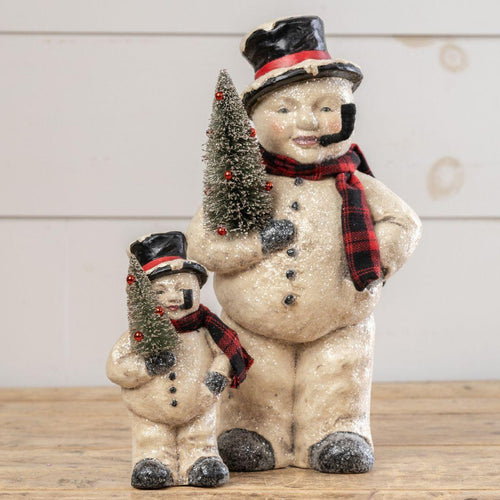 16" Christmas Snowman Decor Holding a Tree