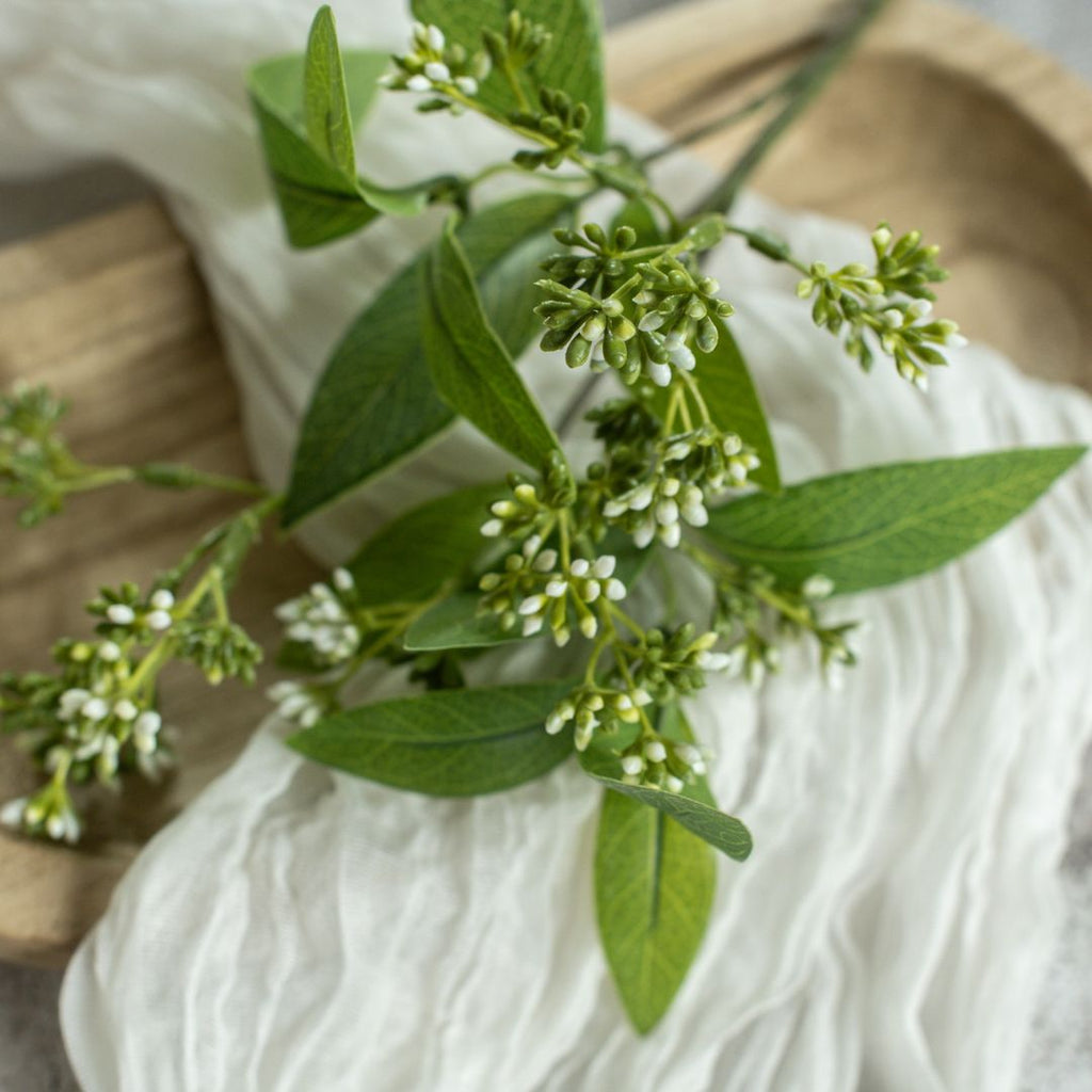 16" Mountain Laurel with White Berry Pick - Faux Plant Decor