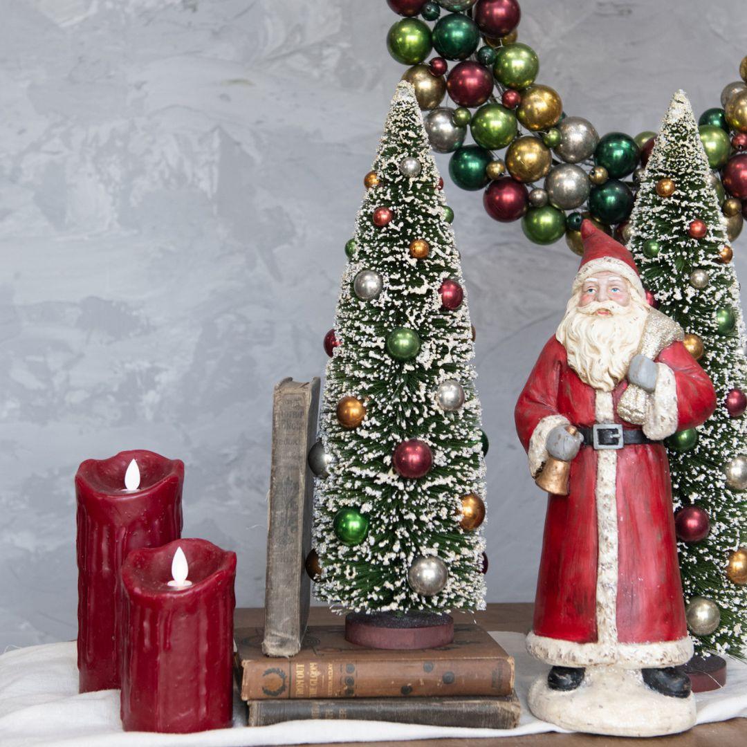 16" Snowy Christmas Tree with Multi-Colored Ornaments