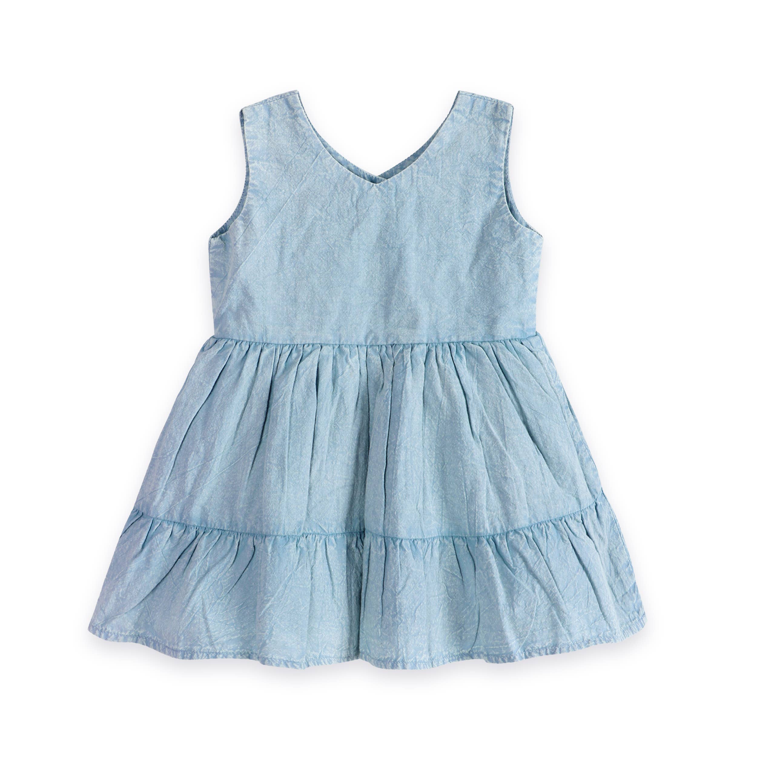 River Soft Hand-Dyed Denim Baby Dress + Bloomer