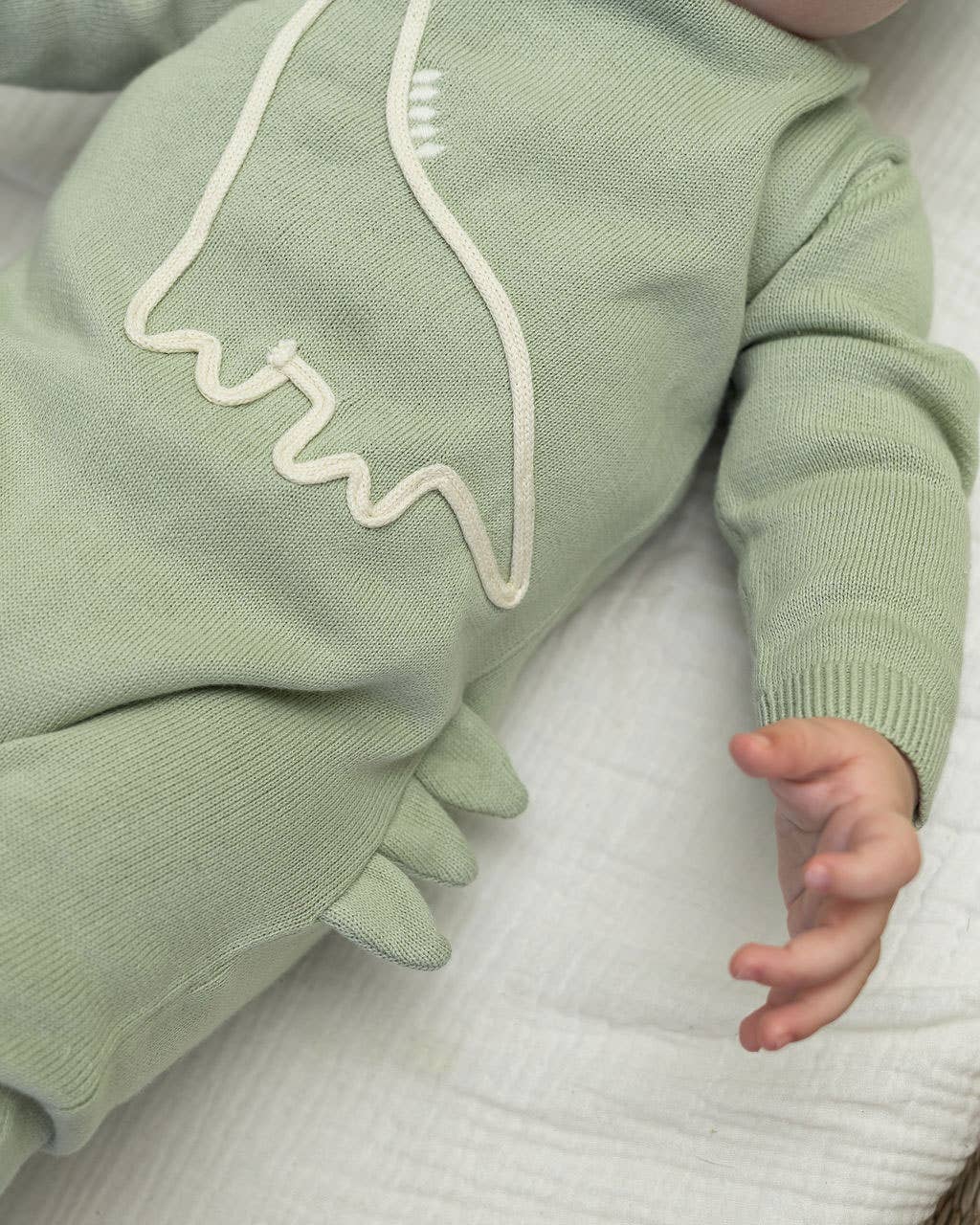 Dino Embroidered Baby Knit Jumpsuit