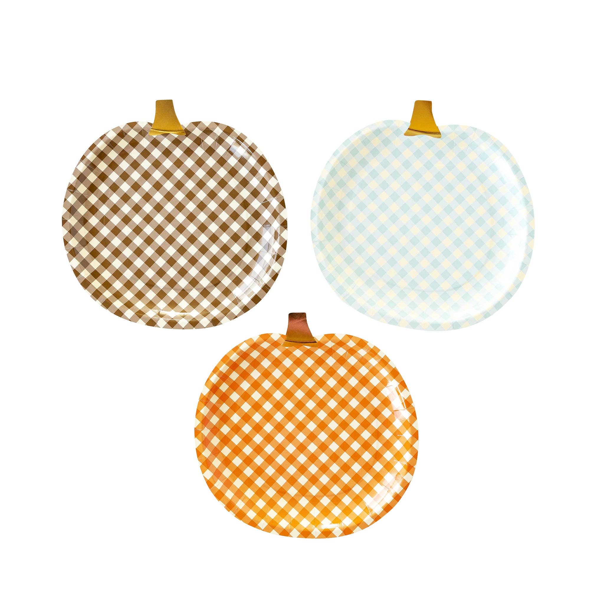 Harvest Gingham Pumpkin Paper Plate Set