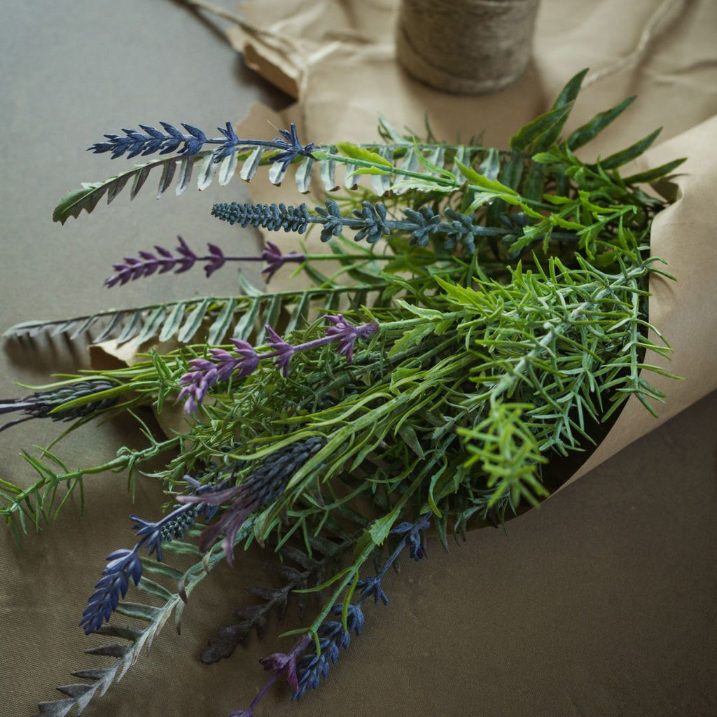 18" Lavender & Fern Bush - Faux Plant Decor