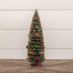 18" Snowy Christmas Tree with Multi-Colored Ornaments