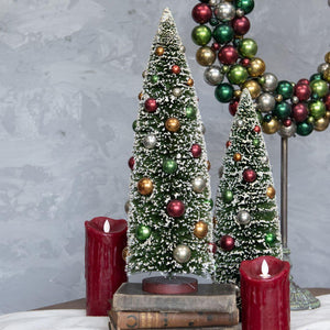 18" Snowy Christmas Tree with Multi-Colored Ornaments