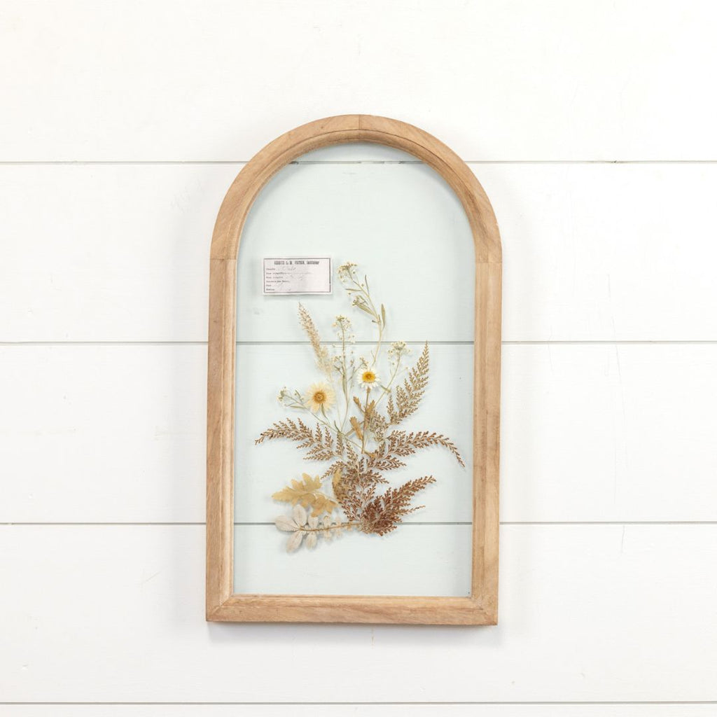 18.75" Dried Floral in Arched Frame Wall Art