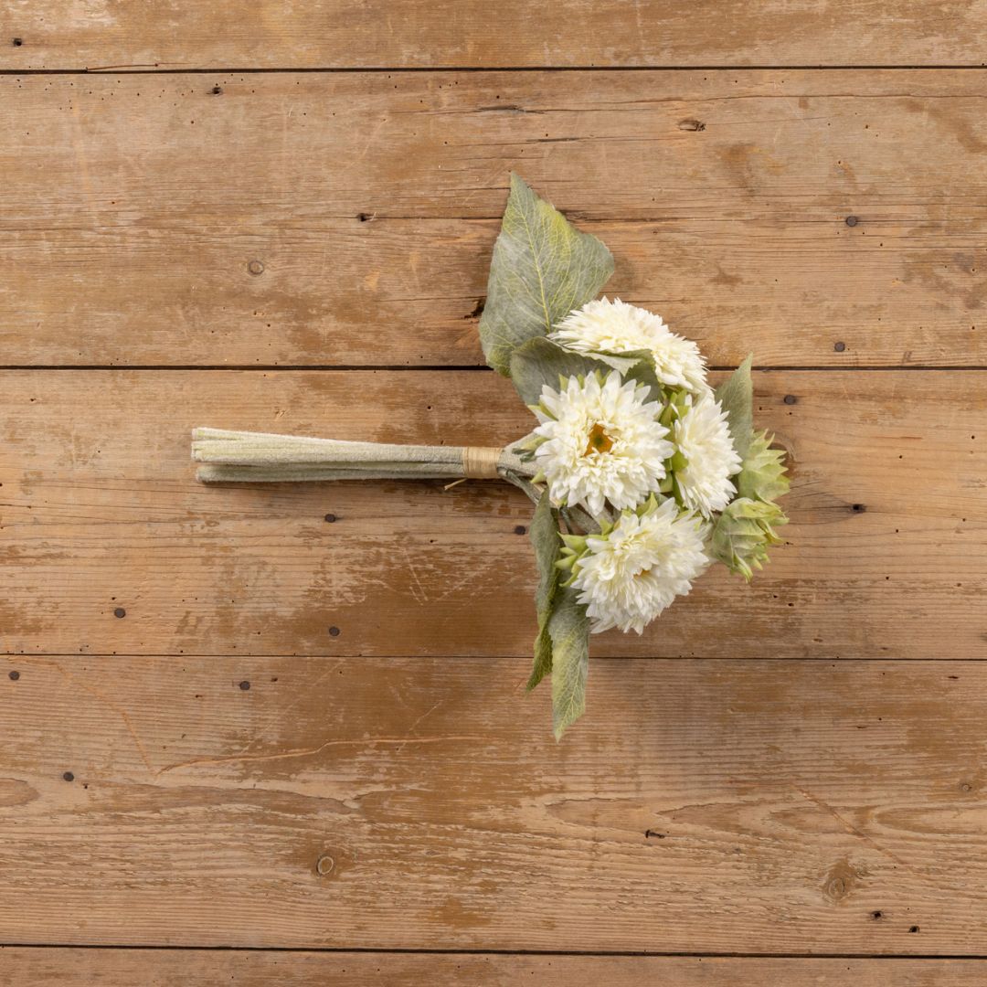 18" Cream Gerbera Daisy Bouquet - Faux Flower Decor