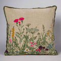 18" Square Throw Pillow with Floral Embroidery