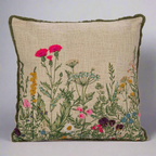 18" Square Throw Pillow with Floral Embroidery