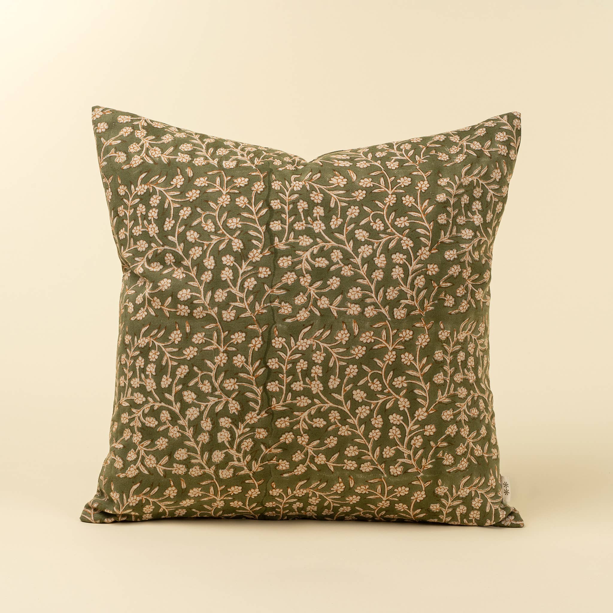 20x20 Wildvine Block Print Pillow, Olive