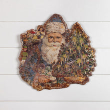 19" Metal Santa with Gifts & Tree Plaque