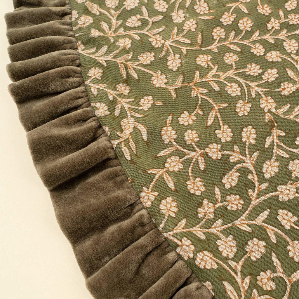 Wildvine Velvet Ruffle Tree Skirt, Olive