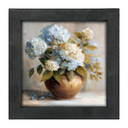 Copper Vase with Blue and White Hydrangeas