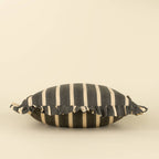 20x20 Block Print Stripe Ruffle Pillow, Charcoal