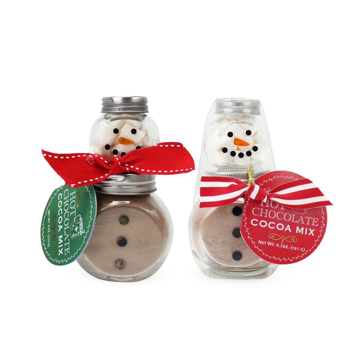 Stack Glass Jar Snowman Cocoa S/2