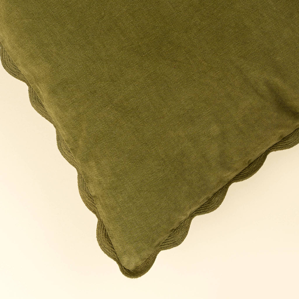 Moss Corduroy Scallop Pillow