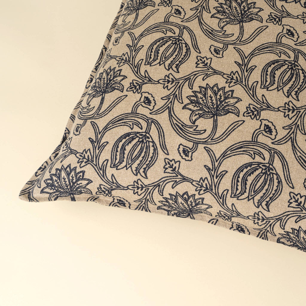 24x24 Lotus Linen Pillow-Blue