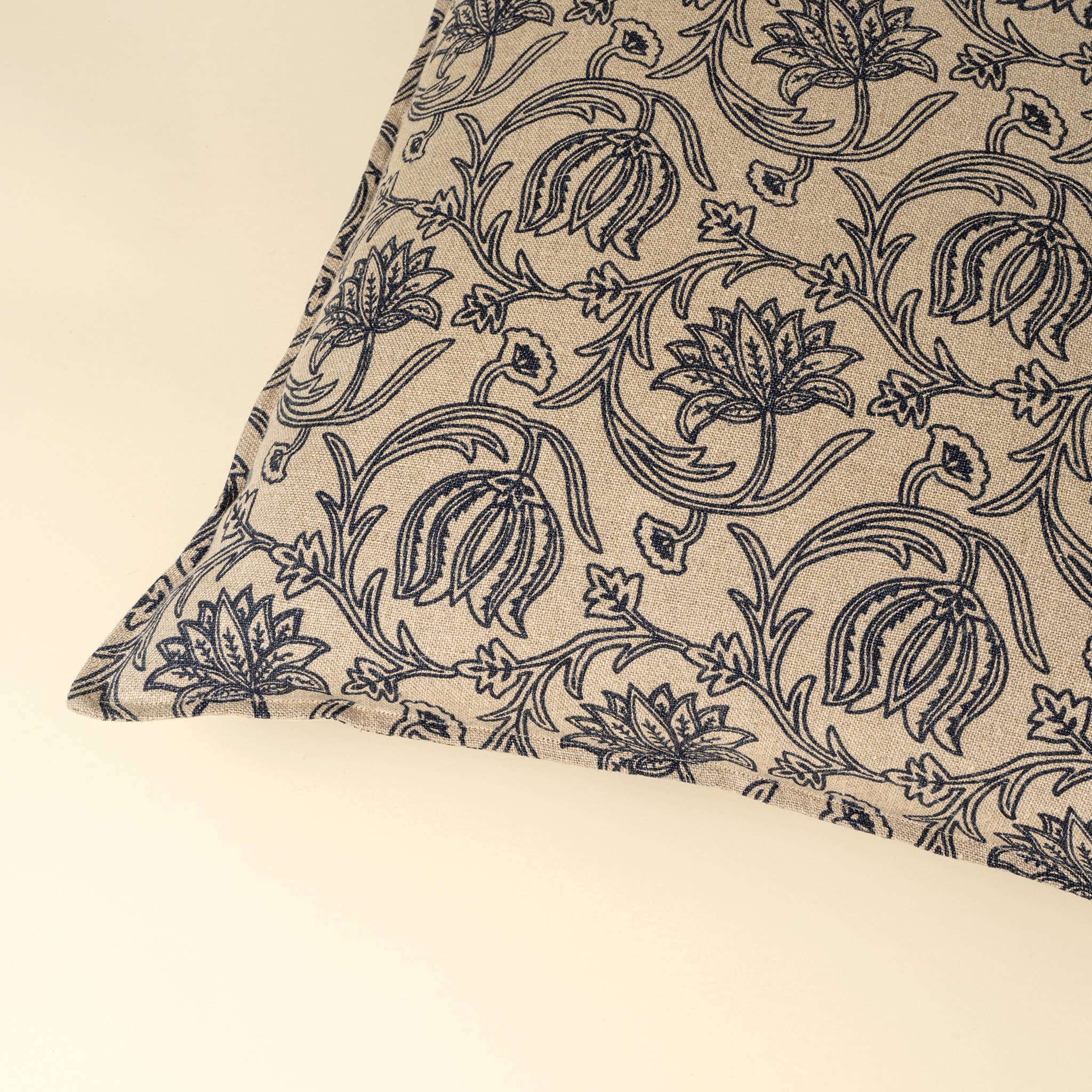 24x24 Lotus Linen Pillow-Blue