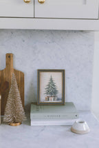 Christmas Tree with Presents Framed Antique Art