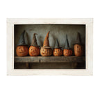 Shelf Full of Jack-o-Lanterns in Witch Hats - HF