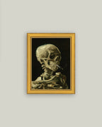 Skull with Cigarette Framed Antique Art