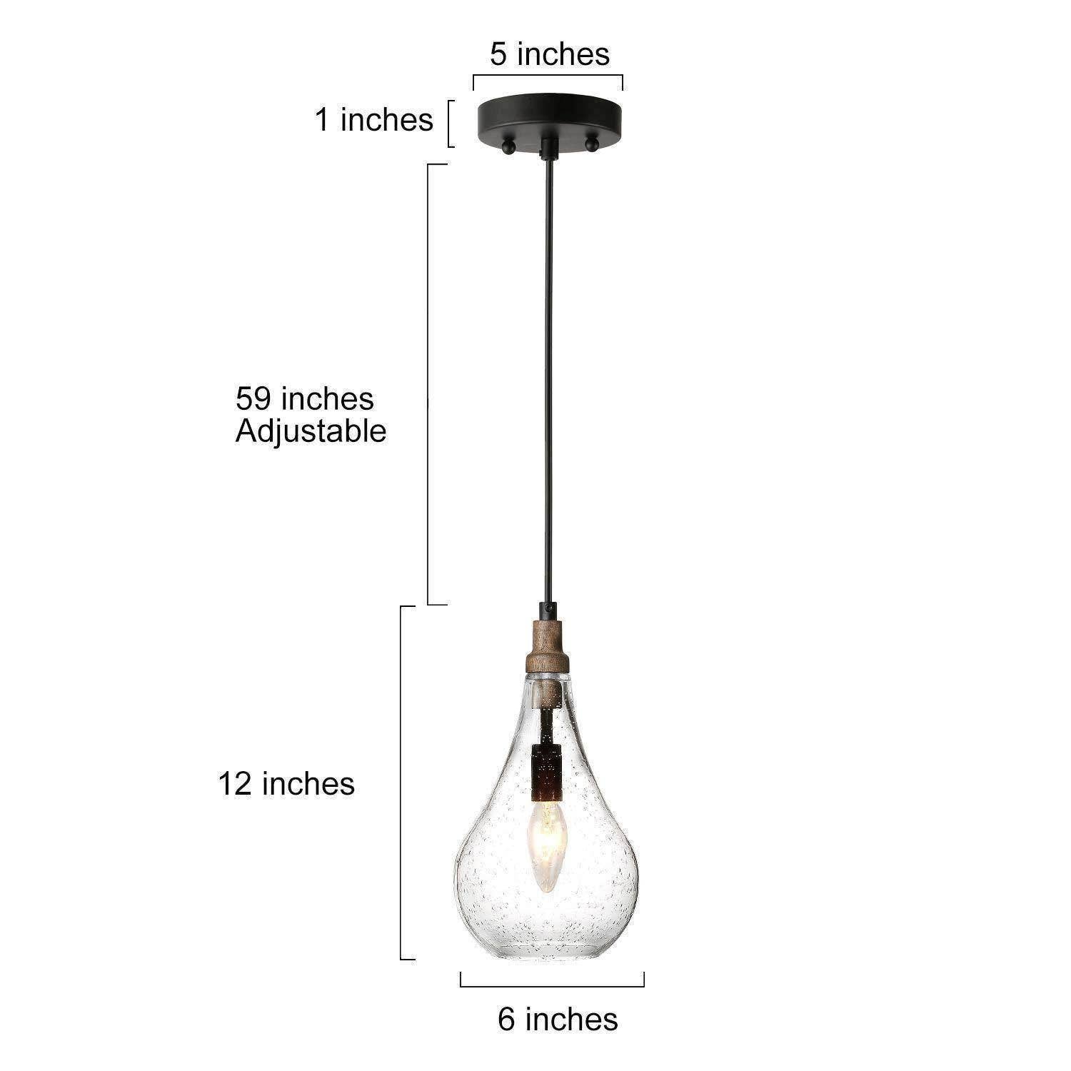 Tethyne 1-Light Wood Glass Pendant Light