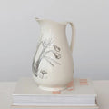 2 Quart Stoneware Pitcher with Floral Design