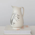 2 Quart Stoneware Pitcher with Floral Design