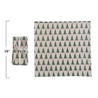 Stonewashed Cotton Printed Napkins with Christmas Tree Pattern - Set of 4