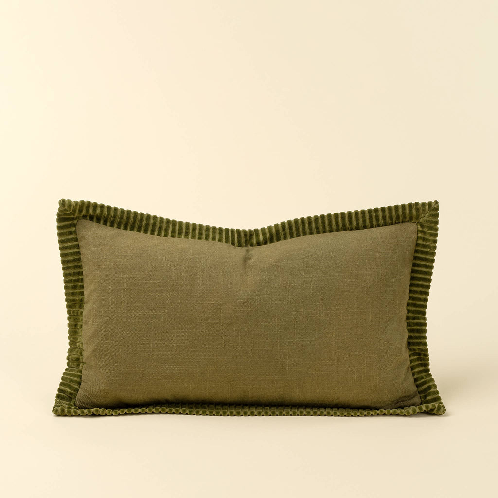 21x12 Corded Velvet Edge Pillow Moss