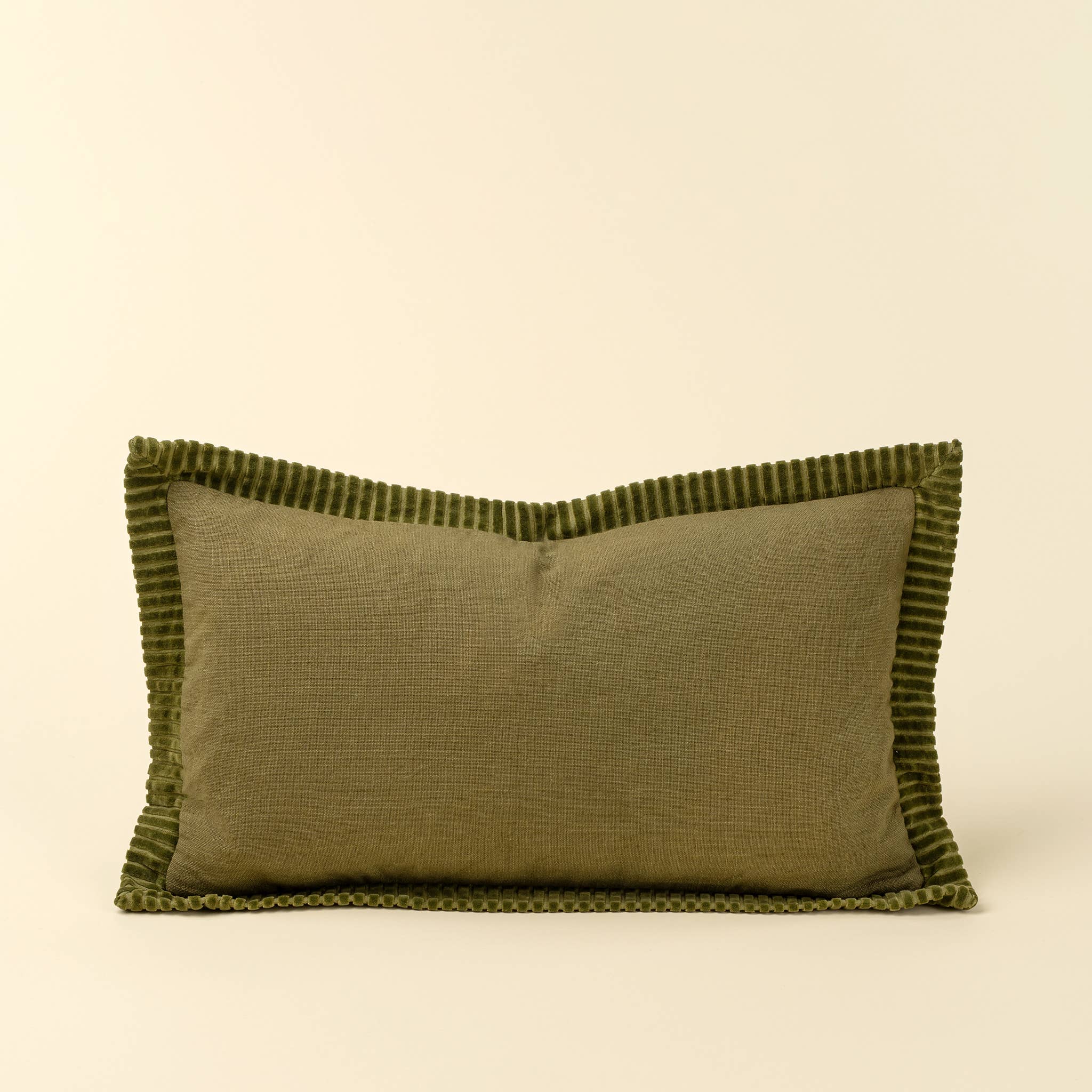 21x12 Corded Velvet Edge Pillow Moss