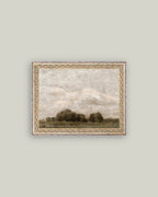 Tree and Cloud Landscape Framed Antique Art