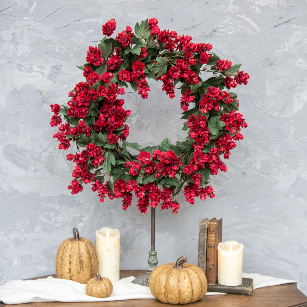 24" Red Hops Wreath