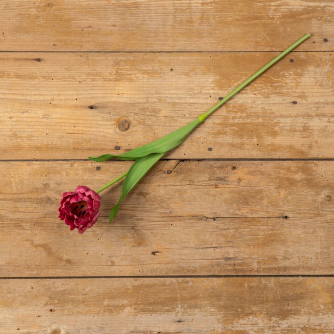 25" Burgundy Tulip Stem - Faux Flower Decor