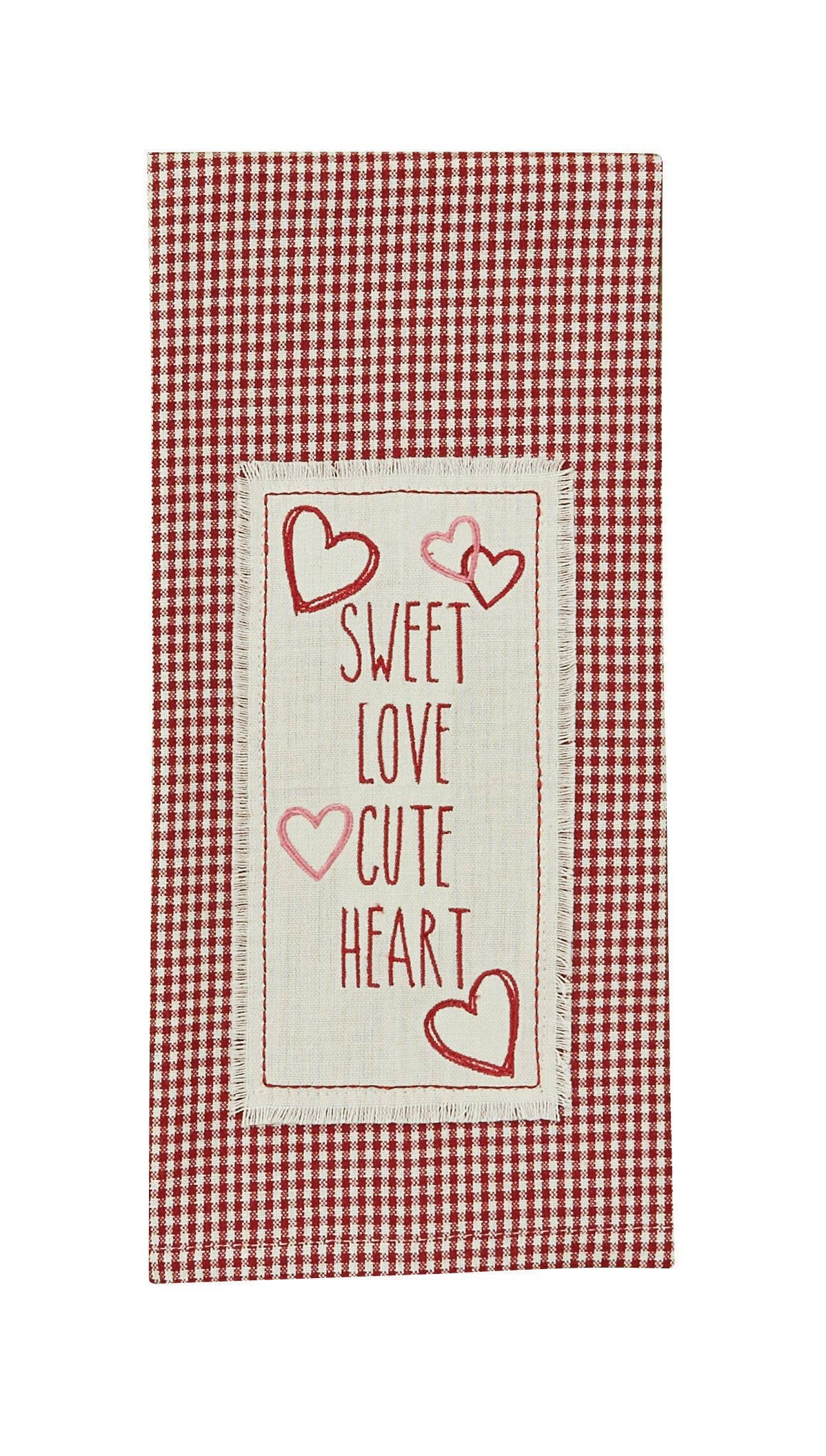 Sweet Love Embroidered Applique Dishtowel