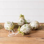 Green Toile Decoupage Large Egg