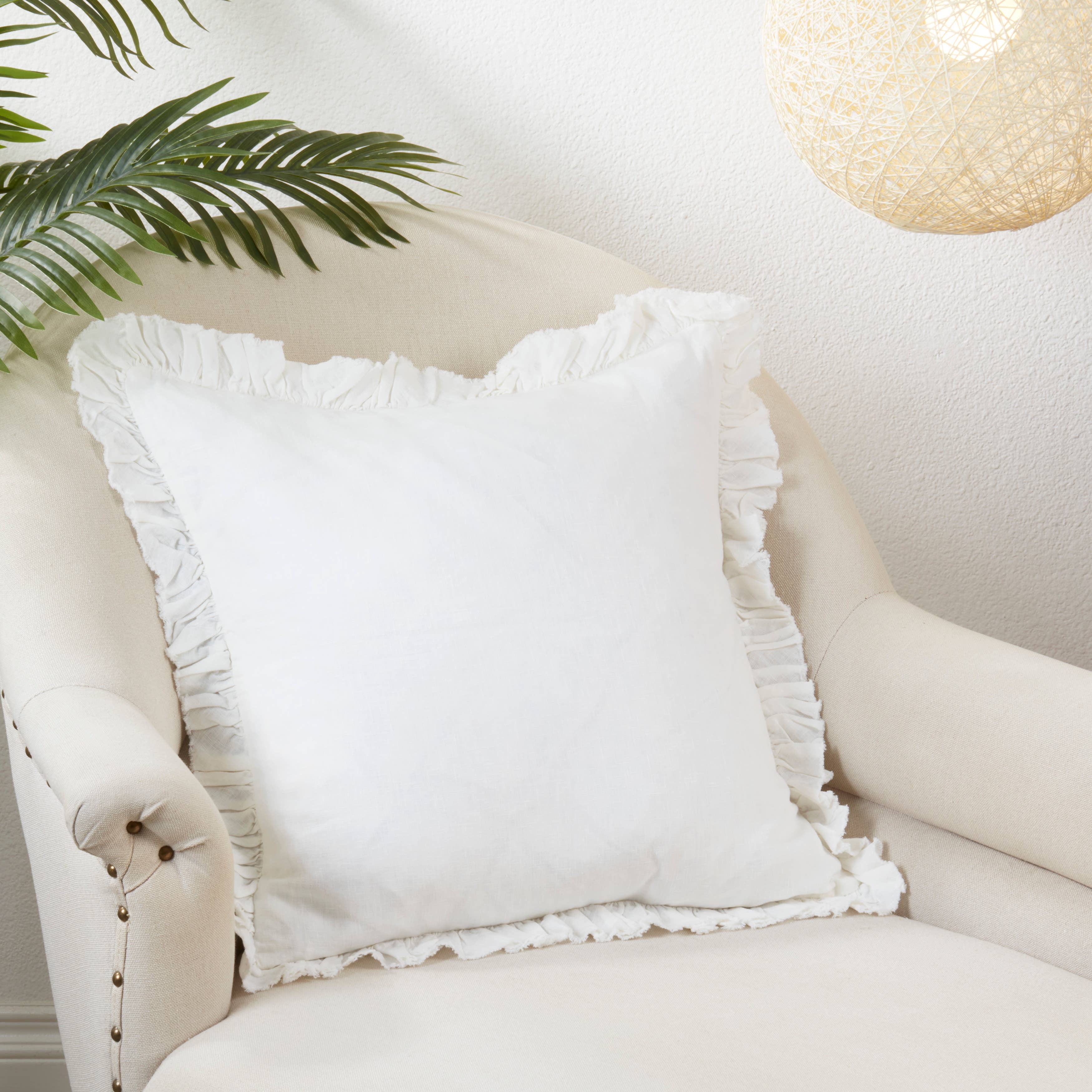 Ruffled Design Pillow - Down Filled