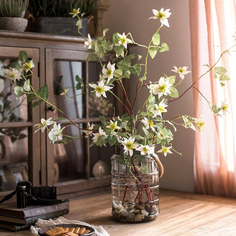 German Clematis Flower Stem in White 40"