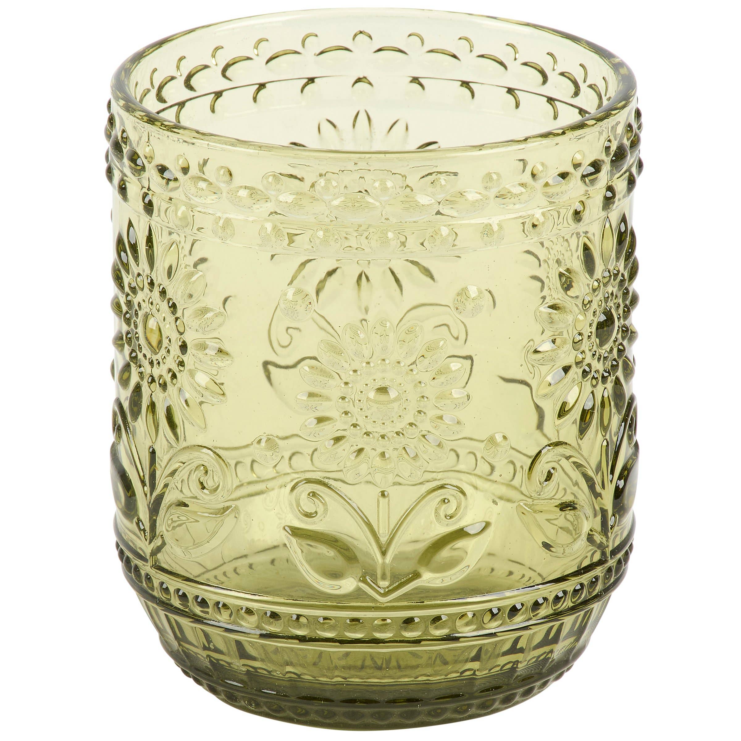 Green Flower Drinking Glass