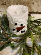 Snowman Bumpy White Moving Flame LED Candle 3in by 4in