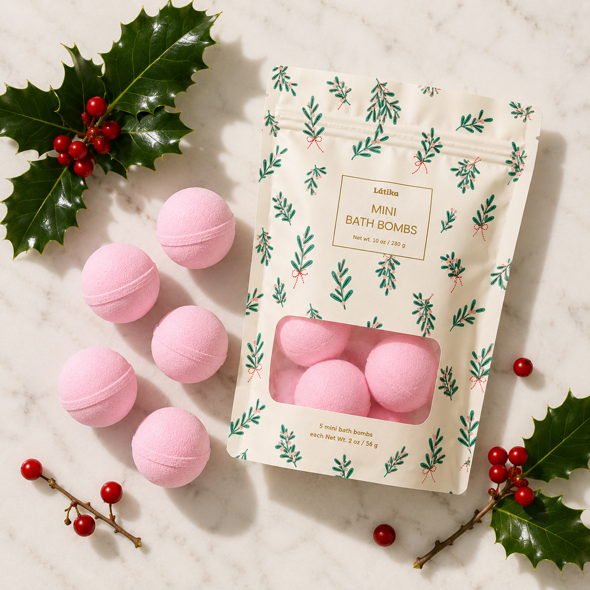 Mini Bath Bombs Gift Bag Cranberry Fizz