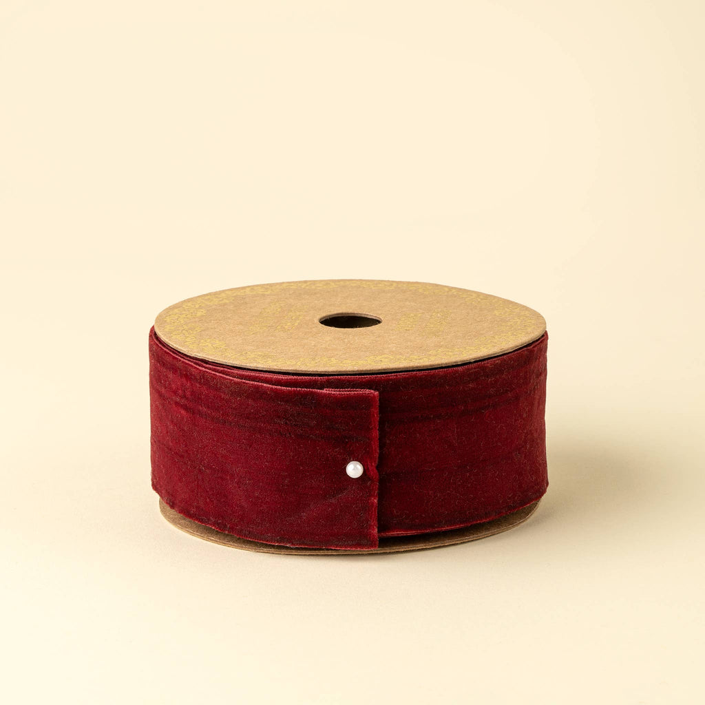 2" Velvet Ribbon on Spool Crimson Red