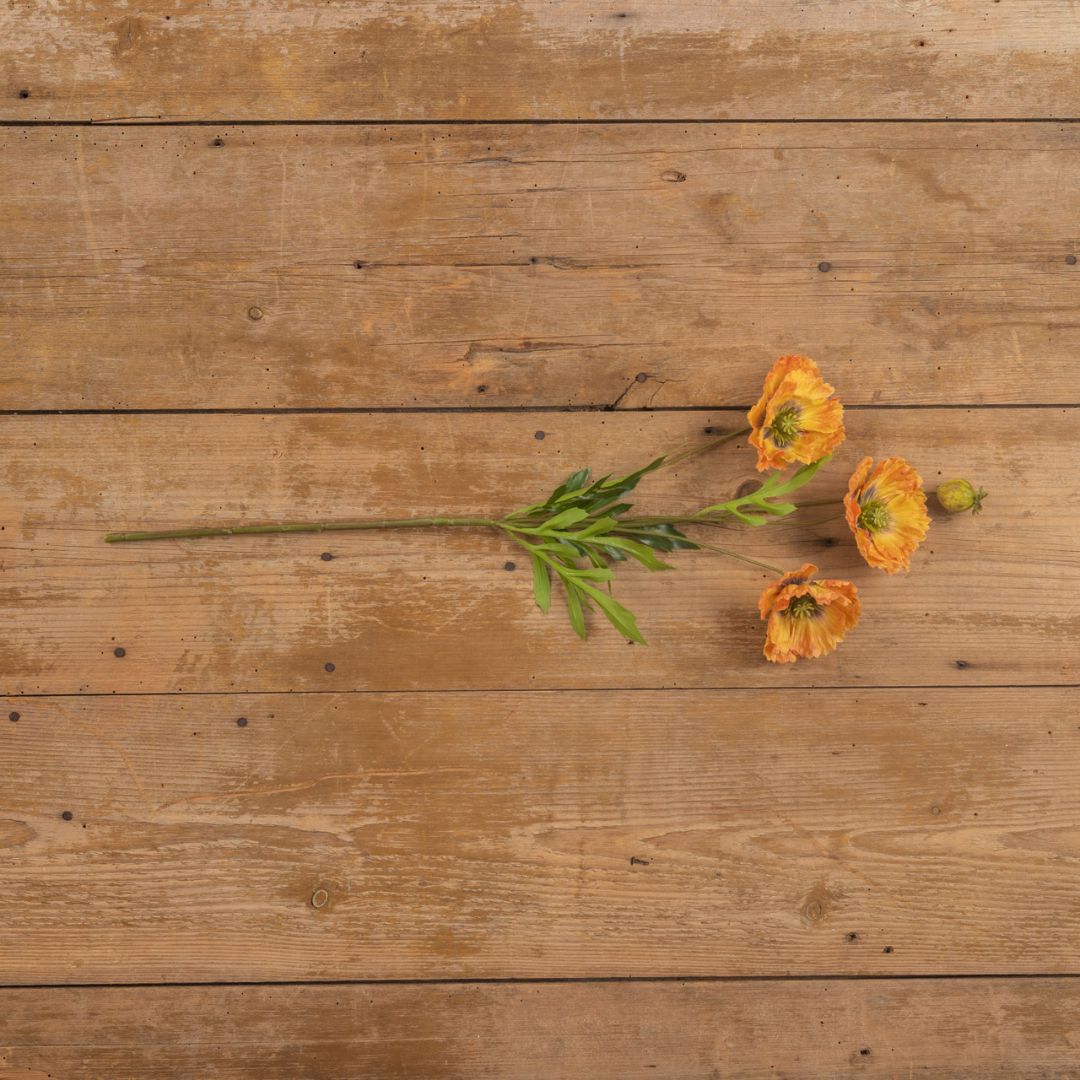 27" Orange Poppy Spray - Faux Flower Decor