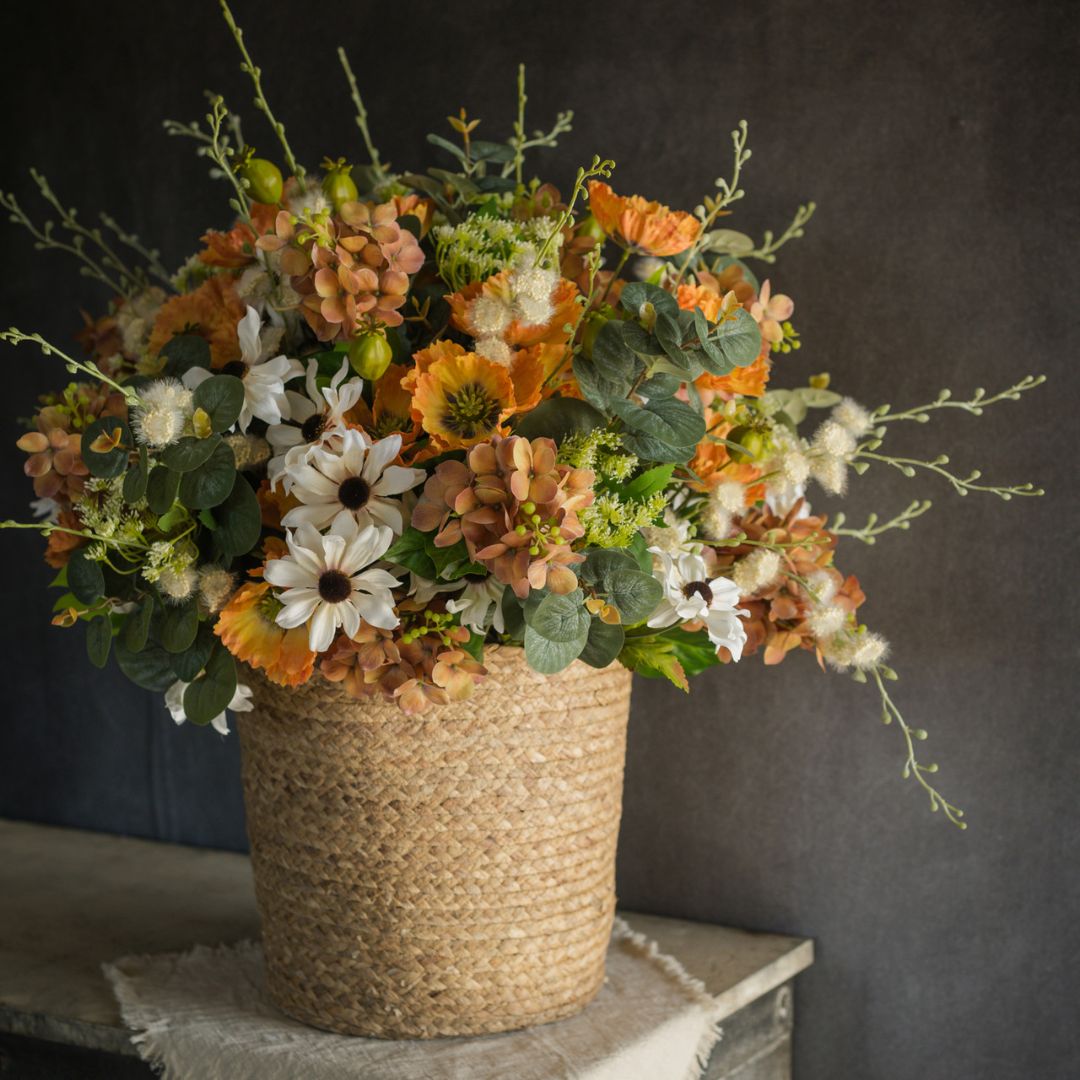 27" Orange Poppy Spray - Faux Flower Decor