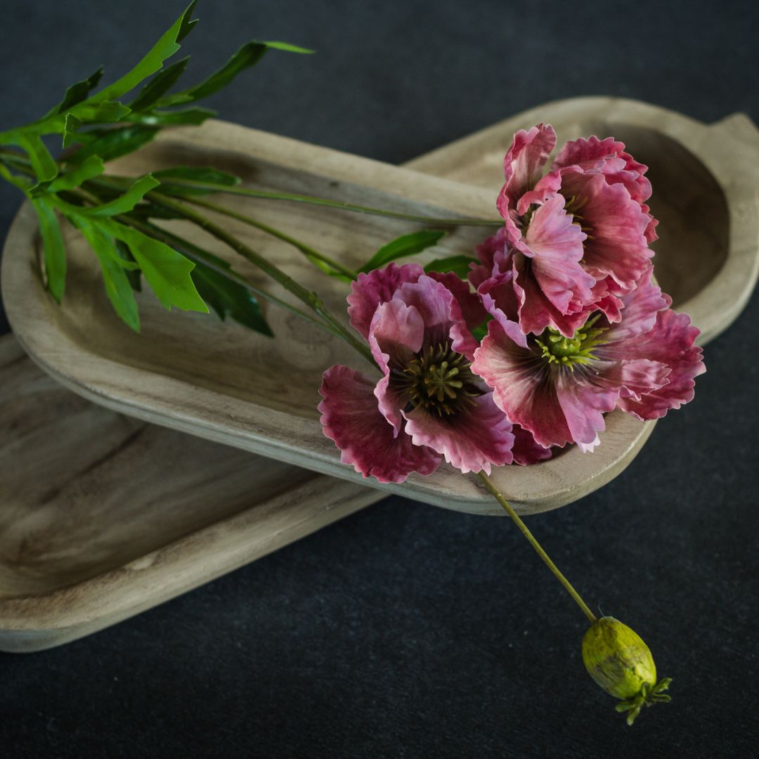 27" Pink Poppy Spray - Faux Flower Decor