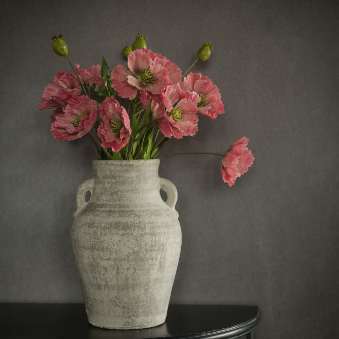 27" Pink Poppy Spray - Faux Flower Decor