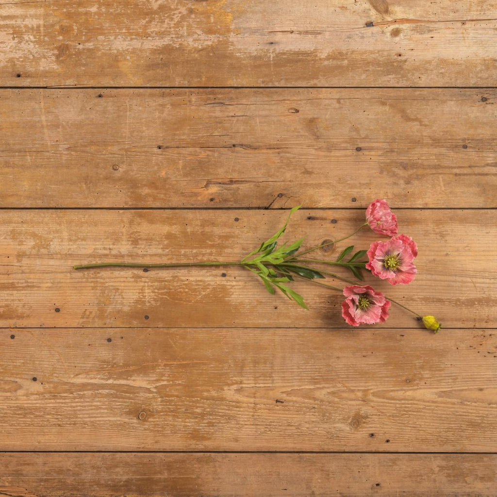 27" Pink Poppy Spray - Faux Flower Decor